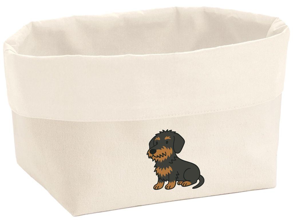 Huuraa Organizer Rauhaar Dackel Sausage Dog Comic 8 Liter Large Canvas Baumwolle Utensilo Geschenkidee