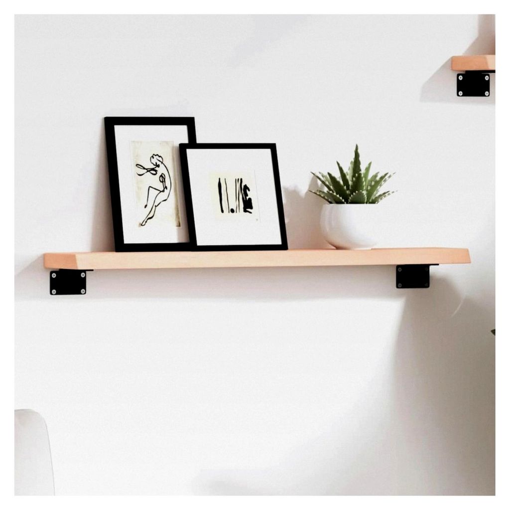 Wandregal aus Holz, handgefertigt mit Baumkante, Wandboard, Regalbrett für Dekoration, Bücherregal Hängeregal, 60x10x2cm aus massivem Eichenholz...