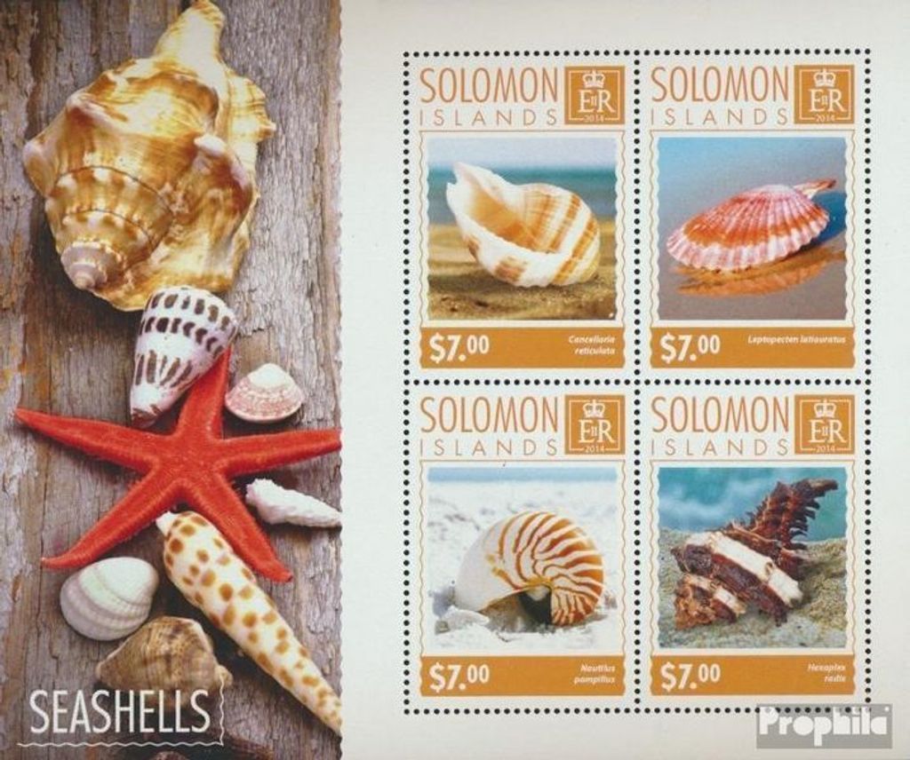 Briefmarken Salomoninseln 2014 Mi 2807-2810 Kleinbogen (kompl. Ausg.) postfrisch Muscheln