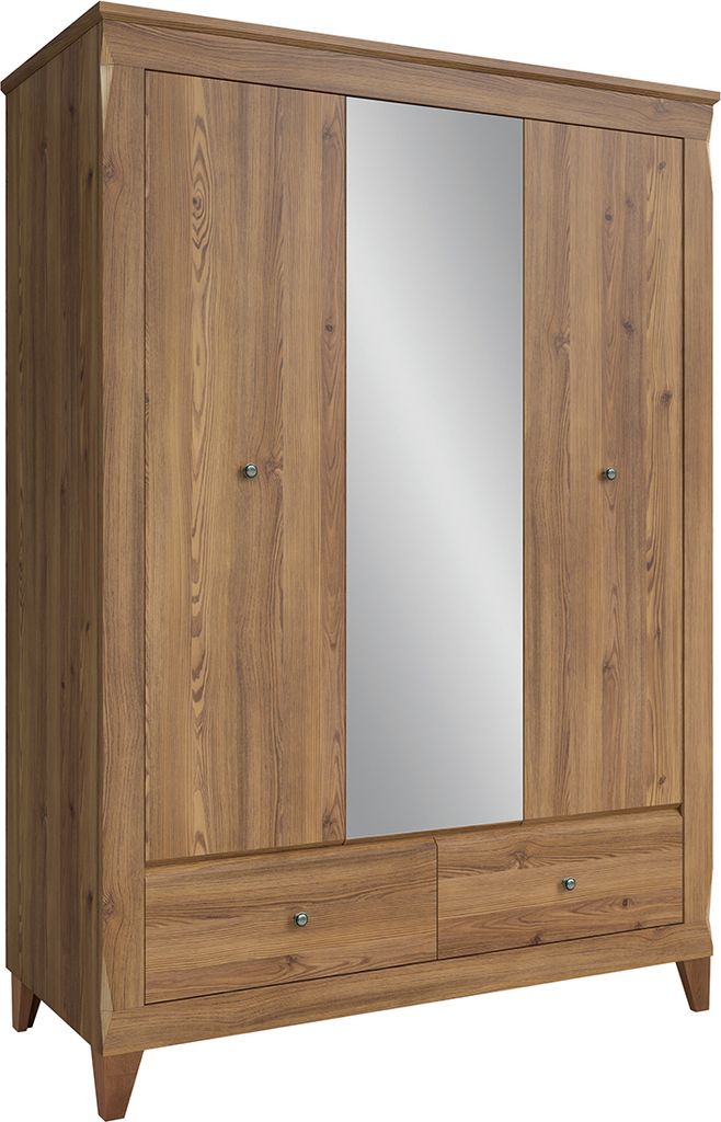 Schrank Raya mit 2 Schubladen und 3 Türen, Holzoptik, 202cm
