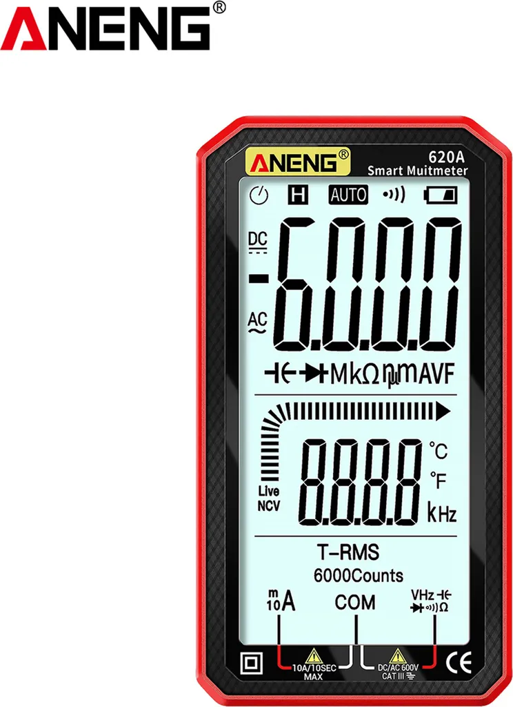 ANENG Multimètre Numérique AC/DC True-RMS Ultraportable avec Test NCV