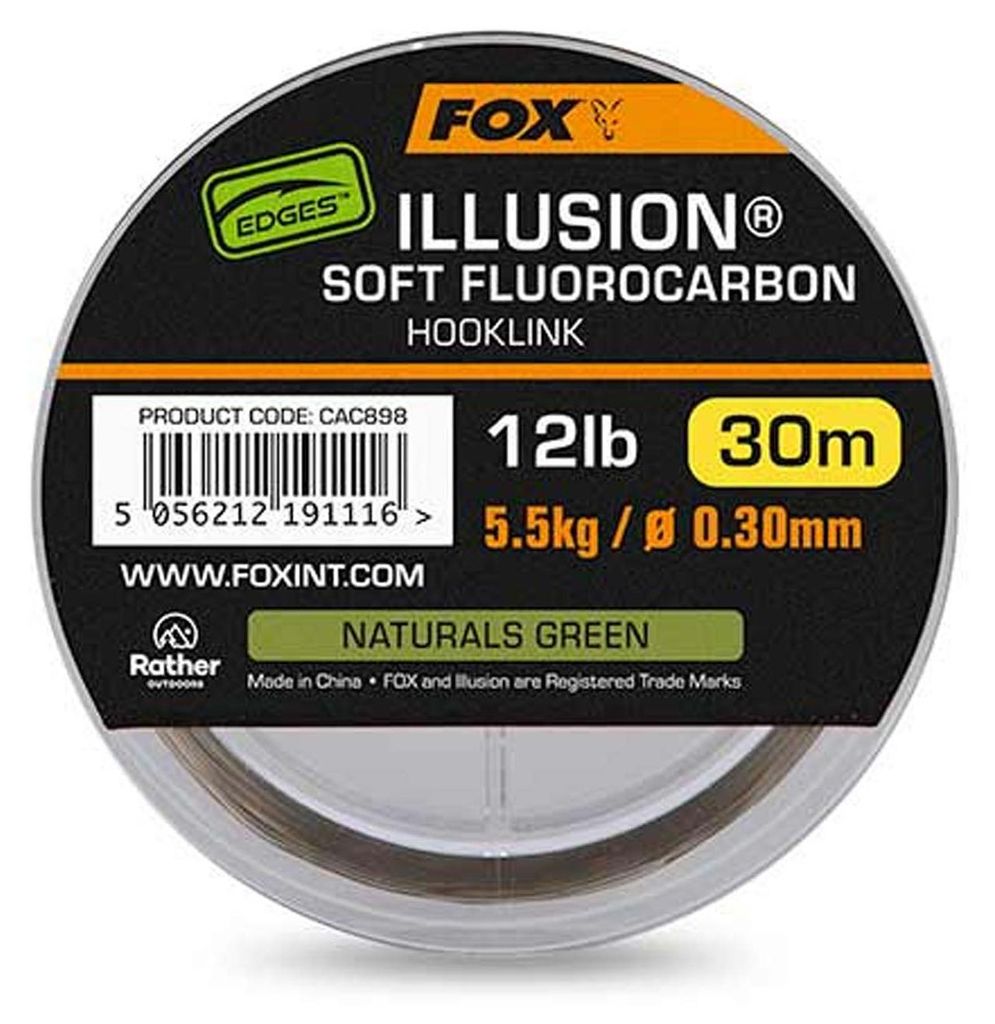 Fox Edges Illusion Soft Fluorocarbon Hooklink 12lb 5.5kg 0.30mm 30m 3pcs naturals green Fluorocarbon Vorfachschnur