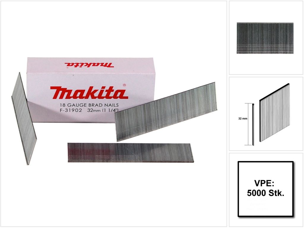 Makita Stauchkopfnagel 1,2 mm x 32 mm – 5000 Stück für Holz Produktbild 