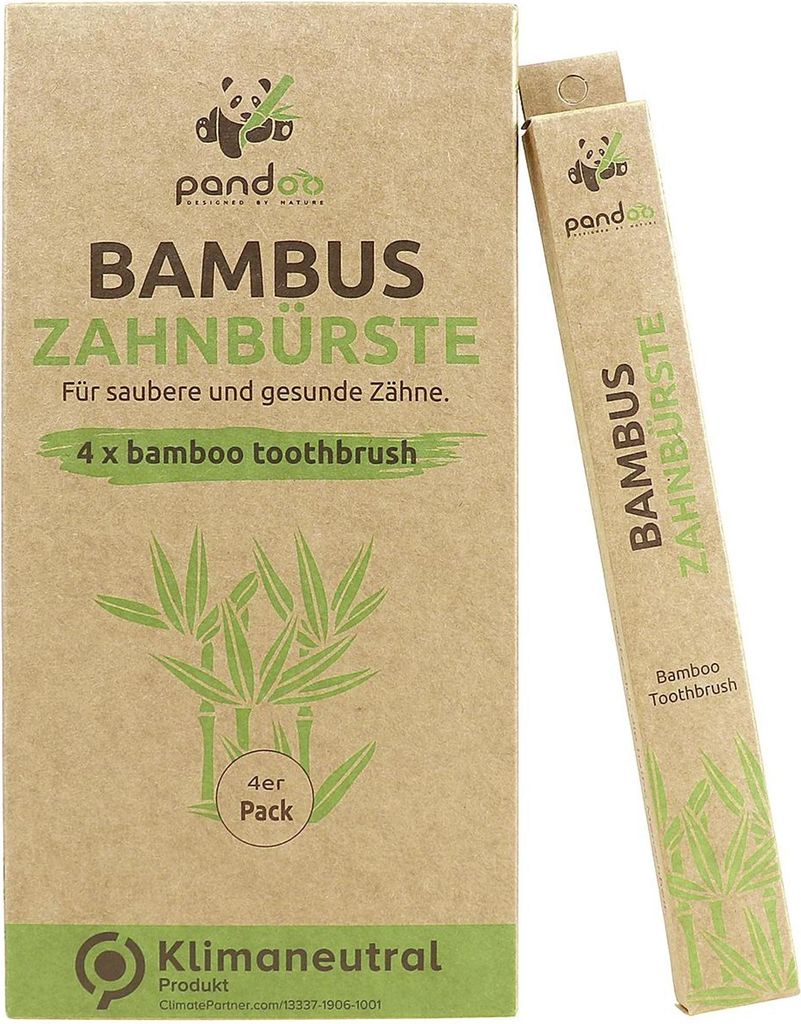 PANDOO Bambus Zahnbürste 4er 108333 4280001327429 Produktbild 