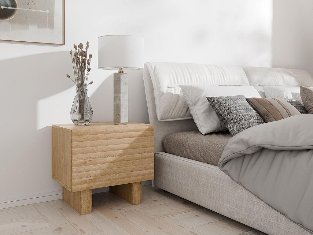 2er-Set Nachttische mit 1 Tür - MDF - Holzfarben - LUDIMA