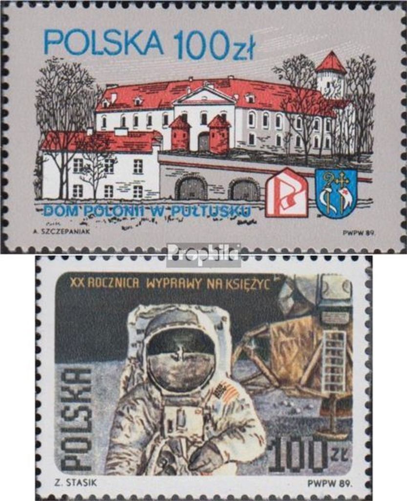 Briefmarken Polen 1989 Mi 3205,3206I A (kompl.Ausg.) Produktbild 