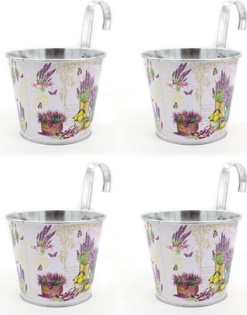 Metall Hängetopf - Ø 15cm x 13cm Lavendel 4 Stück