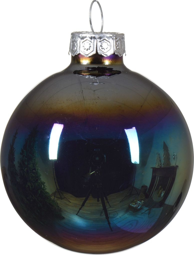Weihnachtskugeln Glas 6cm x 10 Stück - Schwarz Irisierend Produktbild 