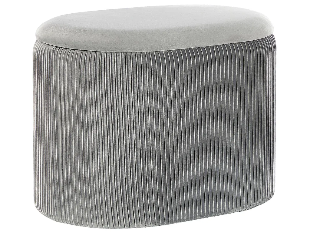 Pouf de rangement velours gris clair RICHLAND - Coffre design 38x38x38 cm