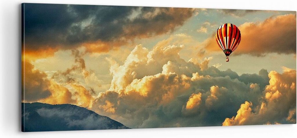 Bild auf Leinwand - Leinwandbild - Wolken Ballon Flug - 100x40cm - Wand Bild - Wanddeko - Leinwanddruck - Bilder - Kunstdruck - Wanddekoration - Le...