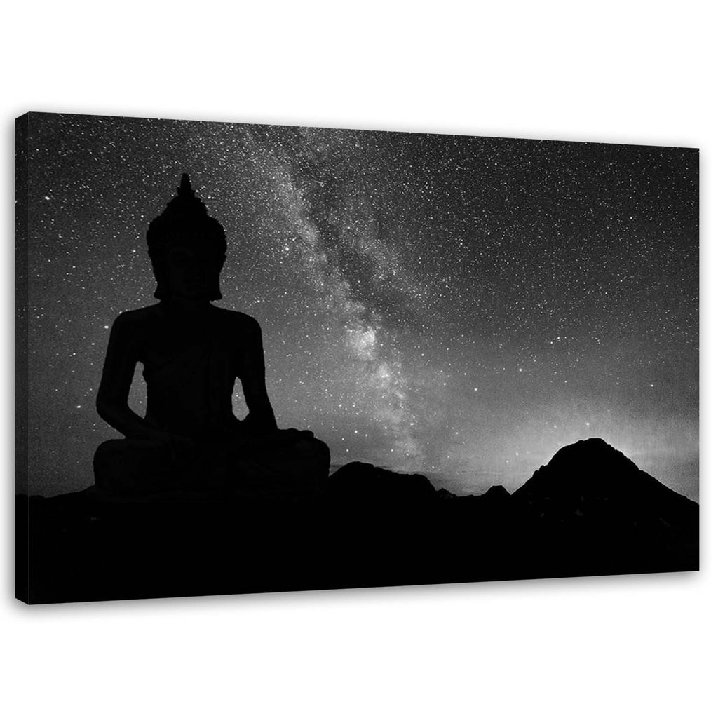Leinwandbild buddha aurora borealis landschaft 90x60 cm Feeby grau wandbild bereit zum aufhängen