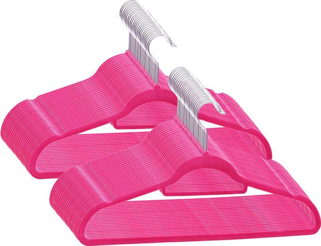vidaXL 50 Stk. Kleiderbügel-Set Anti-Rutsch Rosa Samt