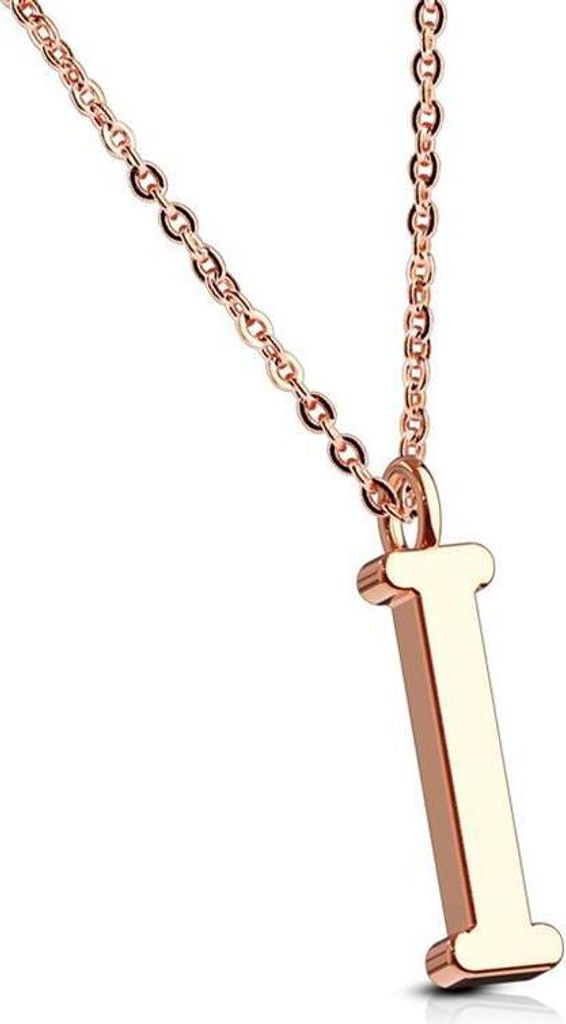 I - Kette Buchstaben Anhänger Rosegold aus Edelstahl Damen I
