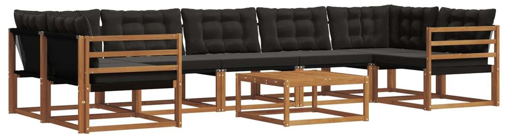 vidaXL Outdoor-Sofagarnitur mit Kissen 8 pcs Natürlich und Schwarz