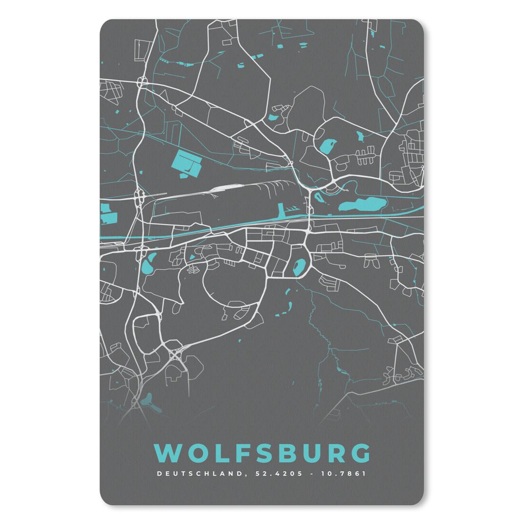 MuchoWow® Mauspad Mousepad Stadtplan - Karte - Wolfsburg - Produktbild 