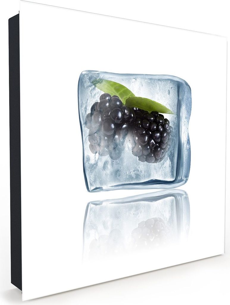 Nachbildung-Schlüsselkasten, Magnetpinnwand und Memoboard mit Glasfront Motiv Brombeereneiswürfel
