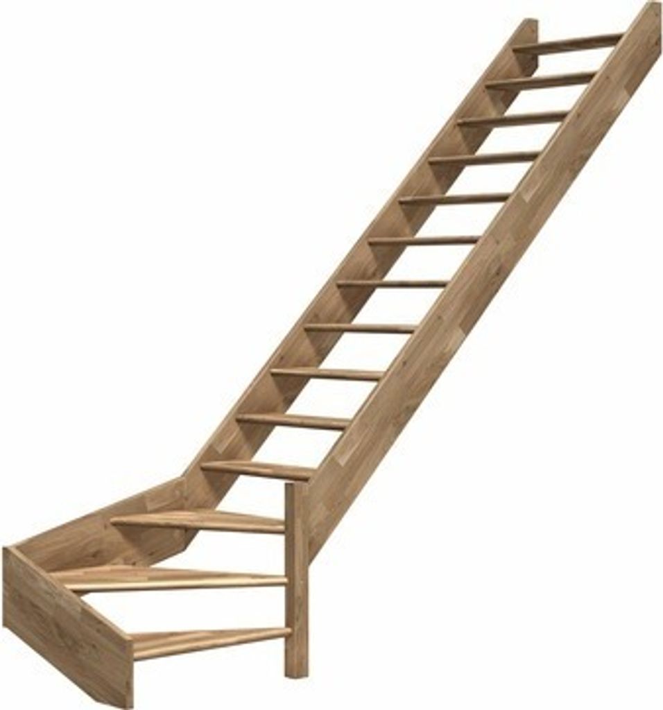 Pertura Wangentreppe Elenie Eiche Lackiert Ohne Setzstufen Seitenwange eiche 1/4-gewendelt unten rechts 83,5 cm 16 Stufe