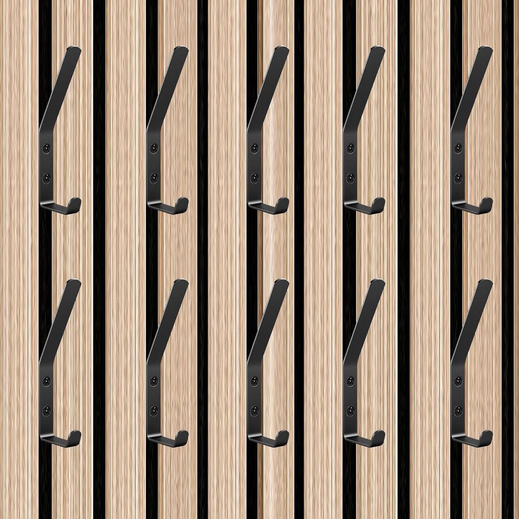 10 Haken für Akustikpaneele, Doppelgarderobenhaken, Aluminium, Kleiderhaken für Akustikpaneele, Wandpaneele, Haken für Jacken, Mäntel, Hüte, s...