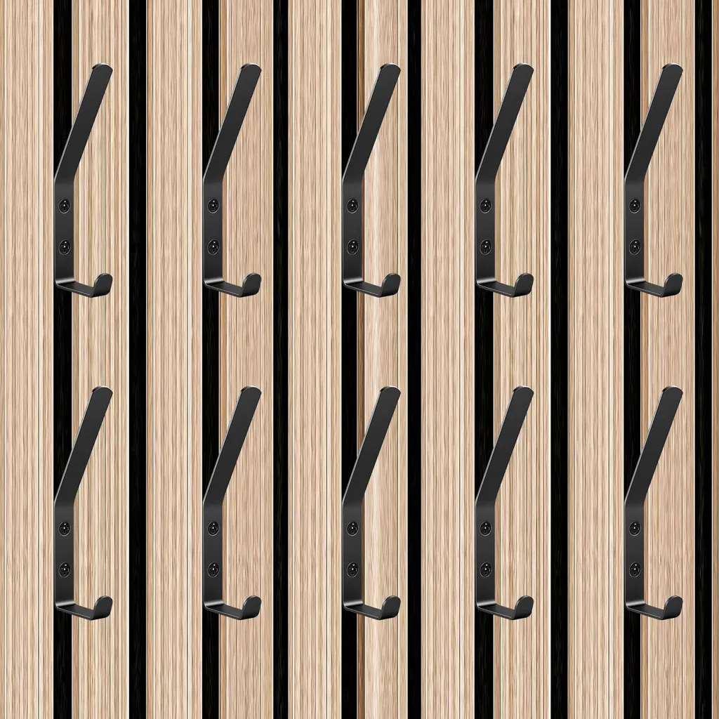 Patère Double pour Panneau Mural Acoustique en Aluminium Noir Lot de 10