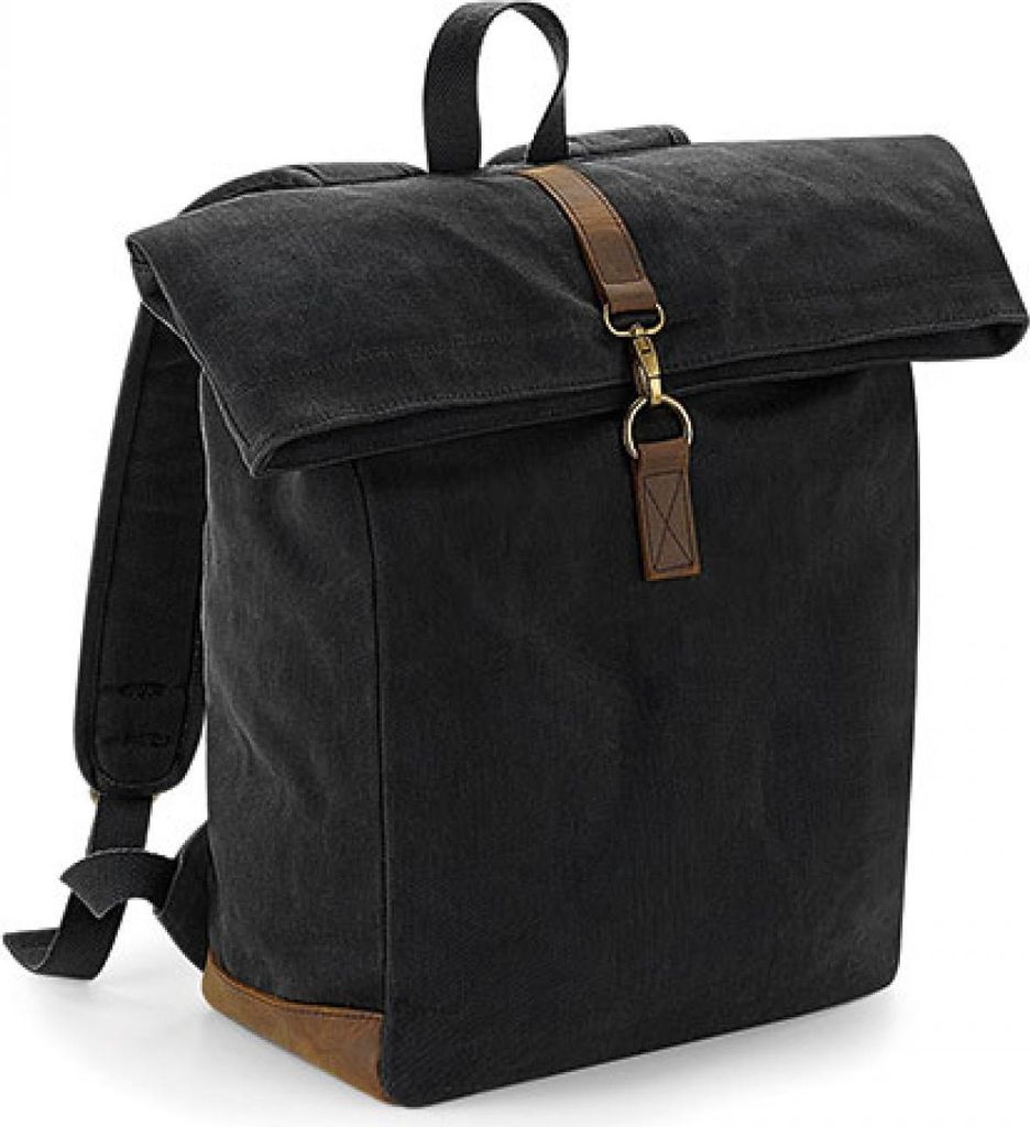 Quadra QD655 | Rucksack Heritage Waxed Canvas, 53 x 31 x 14 cm - Farbe: Black - Größe: 53 x 31 x 14 cm