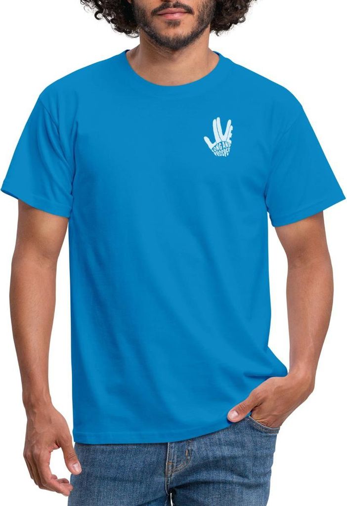 Spreadshirt Star Trek Discovery Vulkanischer Gruß Weiß Männer T-Shirt, 4XL, Royalblau