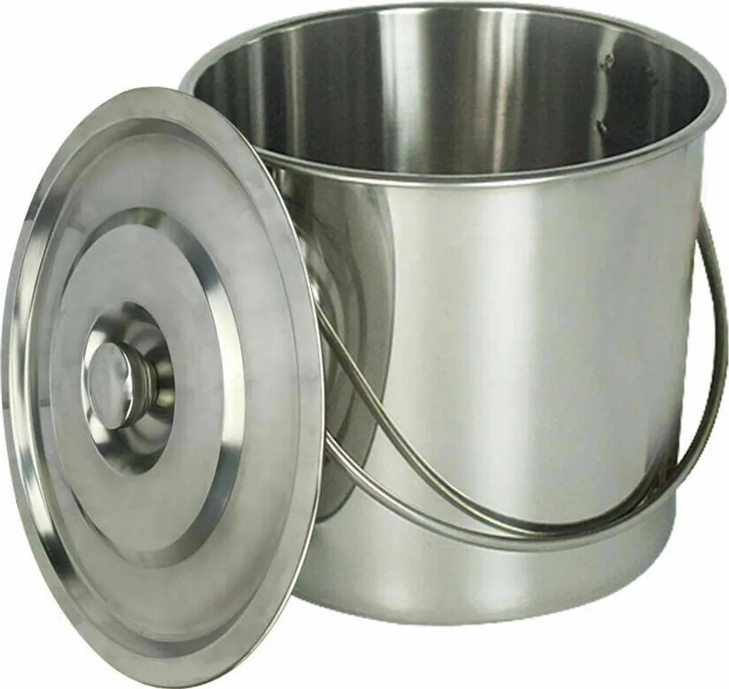 Seau à aliments industriel 12L en inox pour stockage et transport