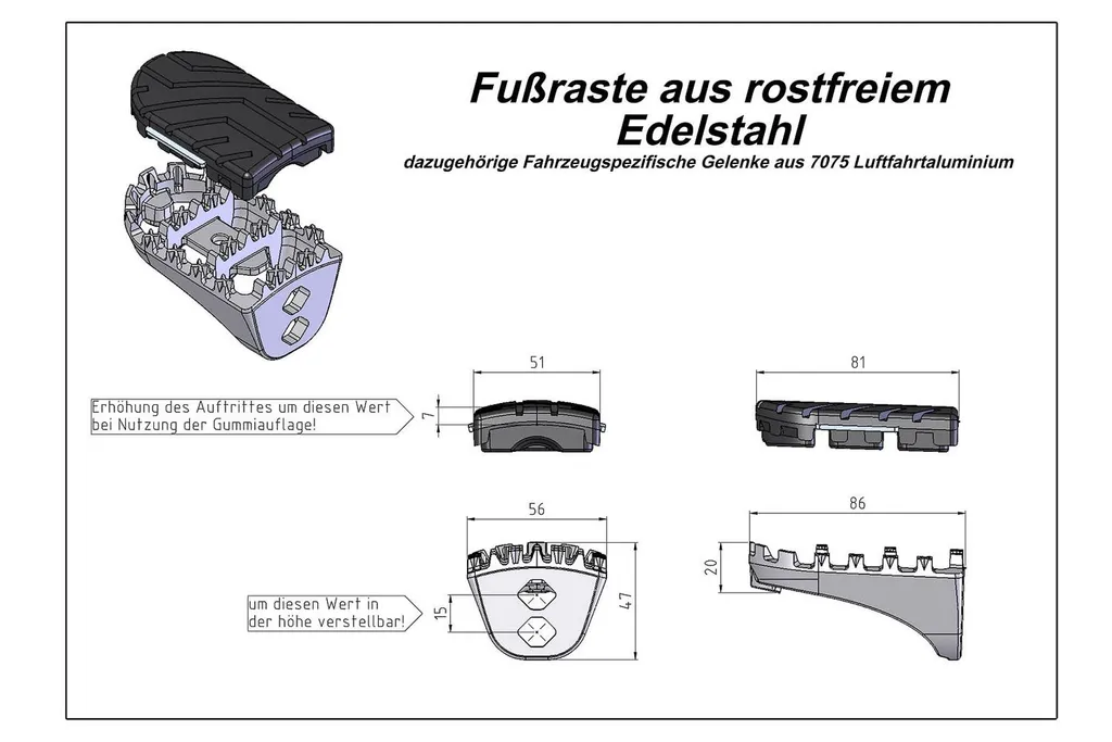 Repose-pieds antidérapants pour Honda XRV 650 750 et CRF1000L ION
