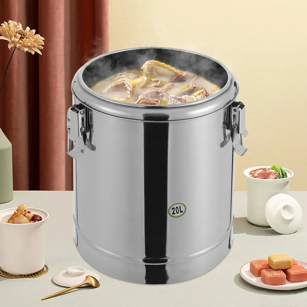 Contenitore Ermetico In Acciaio Inox Per Alimenti Con Coperchio E Morsetti, 6L, 12L, 21L, 33L