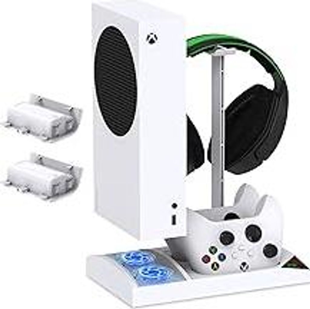 FYOUNG Vertikaler Kühlständer mit Controller Ladestation und Akku für Xbox Serie S Zubehör, Ladestation mit lüfter und 2x1400mAh Wiederaufladb...