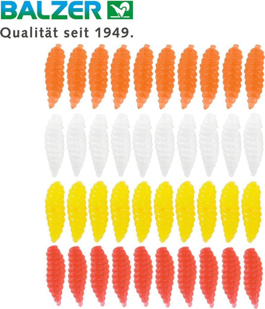 Balzer Soft Pinkies Maden - 40 Gummimaden, Größe:10mm