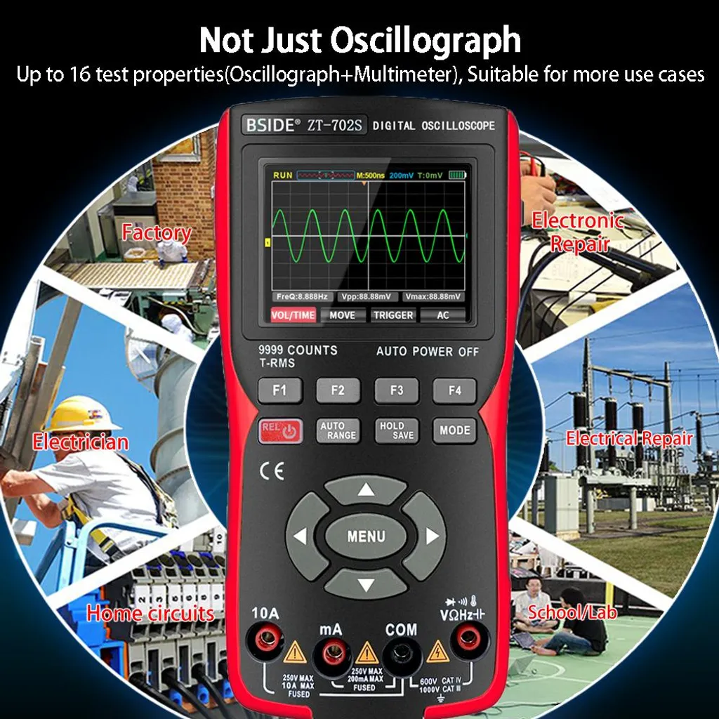 Mini oscilloscope portatif rechargeable 10MHz écran LCD pour électronique