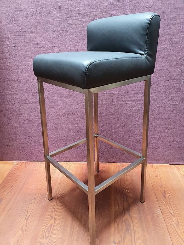 Design Barhocker Tresenhocker forAnne Metall Gestell Edelstahl Vintage Kunstleder schwarz mit Rücken 79 Vintage schwarz-Edelstahl-XL