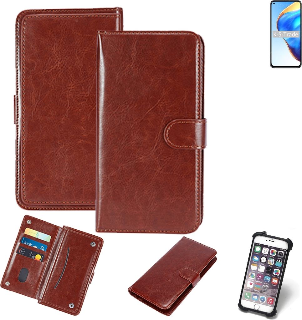 K-S-Trade 360° Hülle kompatibel mit Xiaomi Mi 10T Pro braun Kunstleder Case BookCase WalletCase Kunstlederederhülle Handyhülle, Rundumschutz