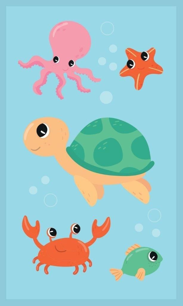 Asciugamano per bambini 30x50cm - Blu mondo marino Immagine del prodotto 