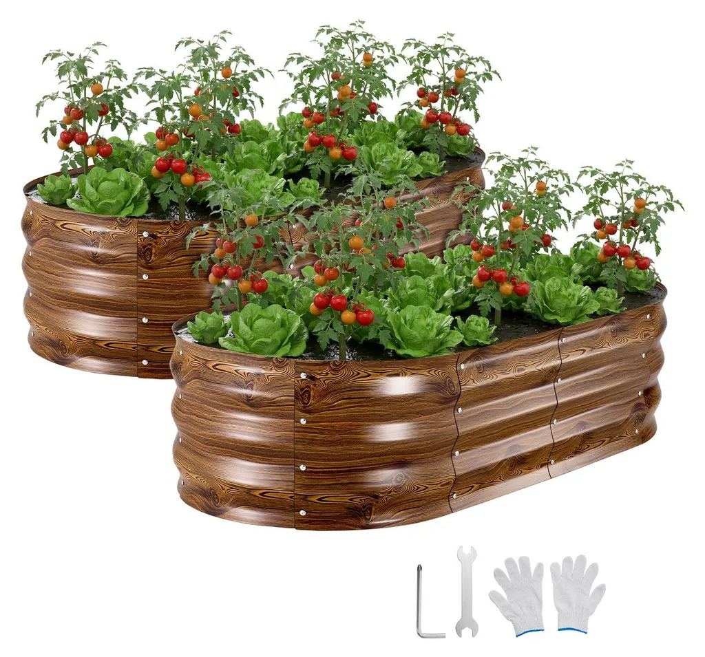 Bac à fleurs et légumes pour extérieur 120 x 60 cm avec gants de jardin