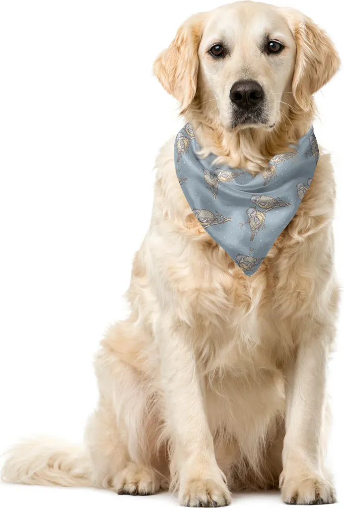 Bandana Cani ABAKUHAUS 40x40 cm - Motivo Uccellini Blu Grigio Polvere