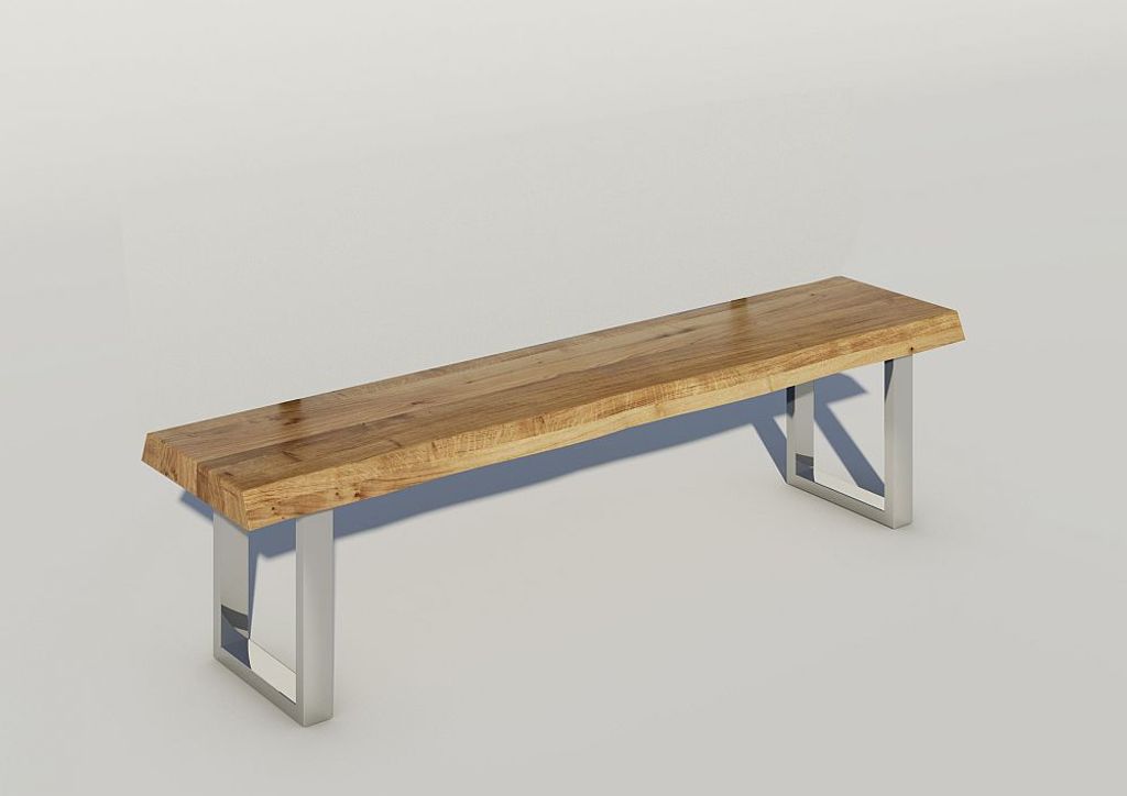 Bank Baumkantenbank 180 cm Eiche massiv Chromgestell