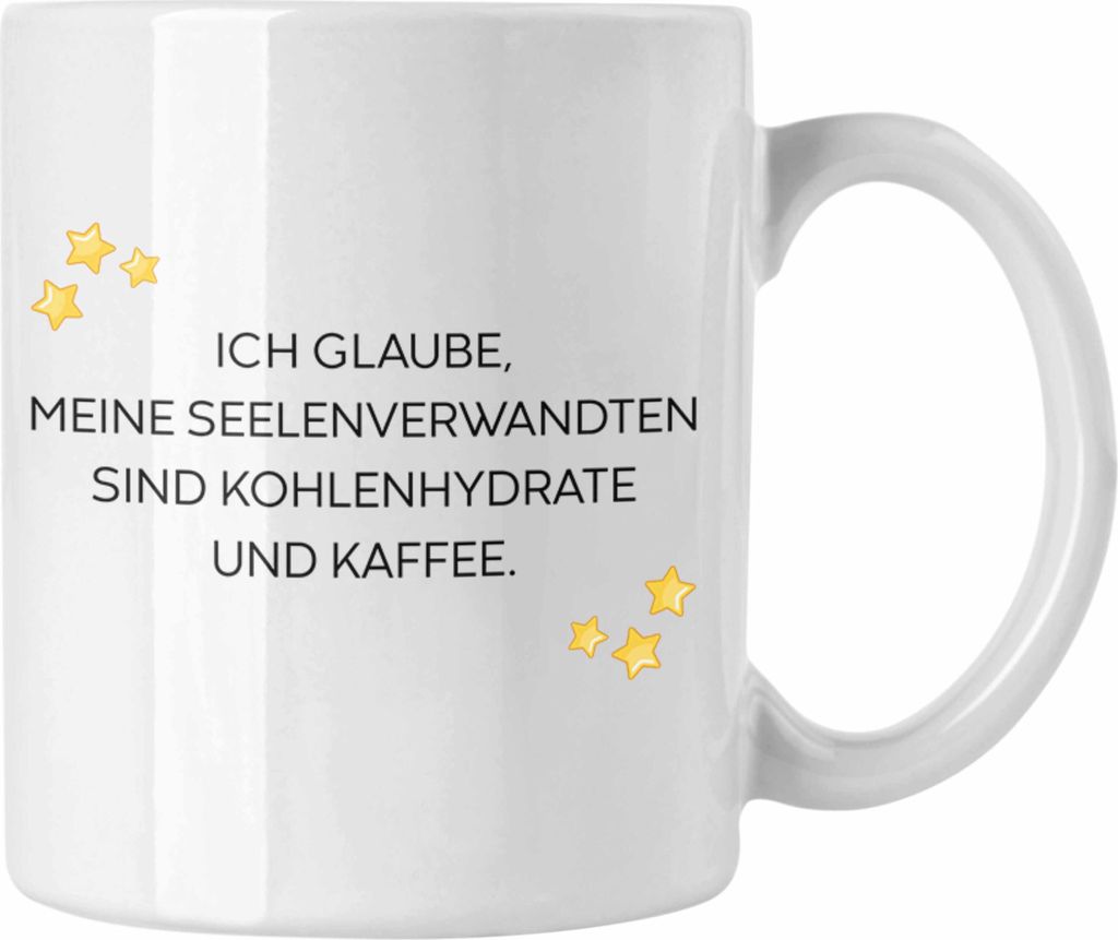 Trendation - Lustige Tasse mit Spruch für Frauen Männer Arbeit Büro Lustig Tassen Becher mit Sprüchen Kollegin Geschenk Sarkasmus Kohlenhydrath...