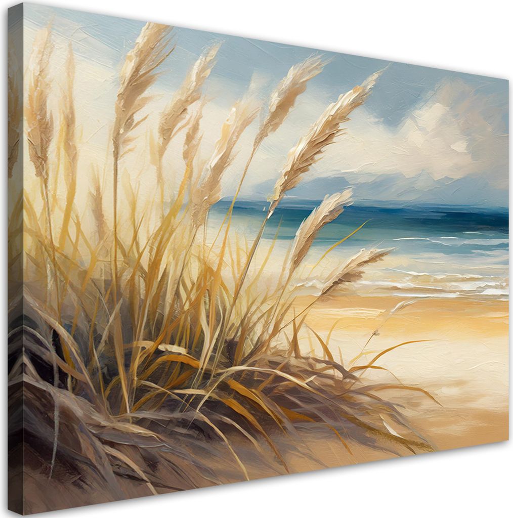 Leinwandbild Meer Strand Natur Landschaft 120x80 Feeby Beige bild für die wand bereit zum aufhängen