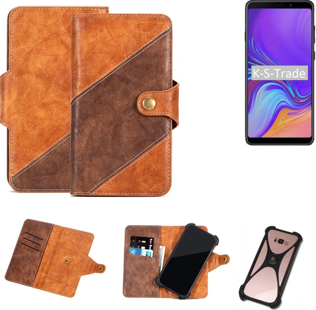 K-S-Trade Handy-Hülle Schutz-Hülle Bookstyle Case Wallet-Case kompatibel mit Samsung Galaxy A9 (2018) Handy Cover Bumper Kantenschutz Smartphone