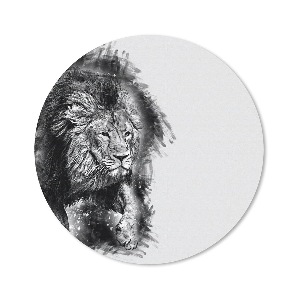 MuchoWow Mauspad Mousepad Löwe - Schwarz - Weiß 30x30 cm - Mousepads - Maus Mat - Pad - Mausunterlage - Tischunterlage - Schreibtischmatten