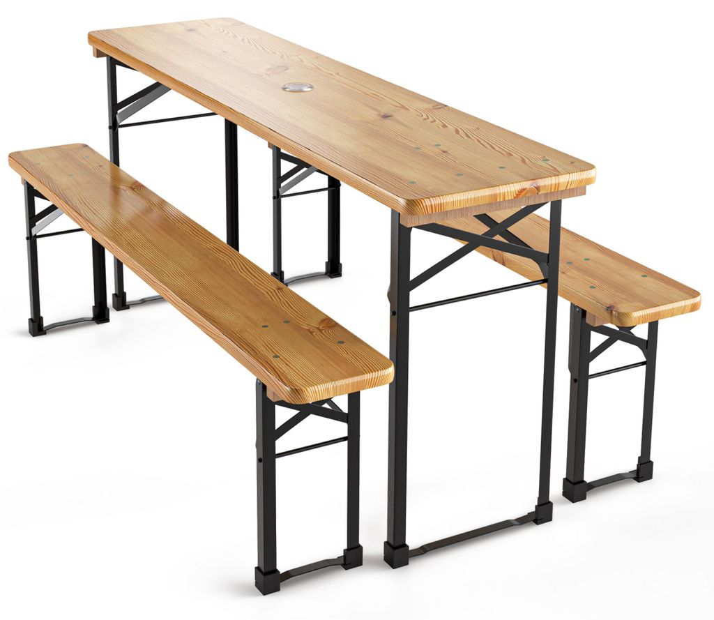 Beautissu 3tlg Bierzeltgarnitur klappbar Holz BT22, Produktbild 