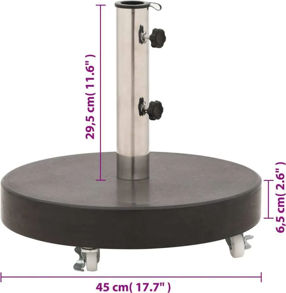 Supporto per ombrellone granito 30 kg rotondo nero - 10