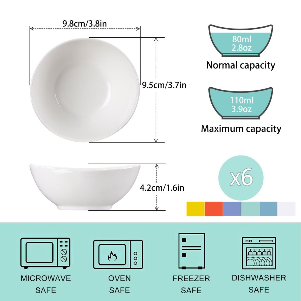 Schalen Set Porzellan,LOVECASA 6-teilig Eiform Eisschale, Produktbild 2