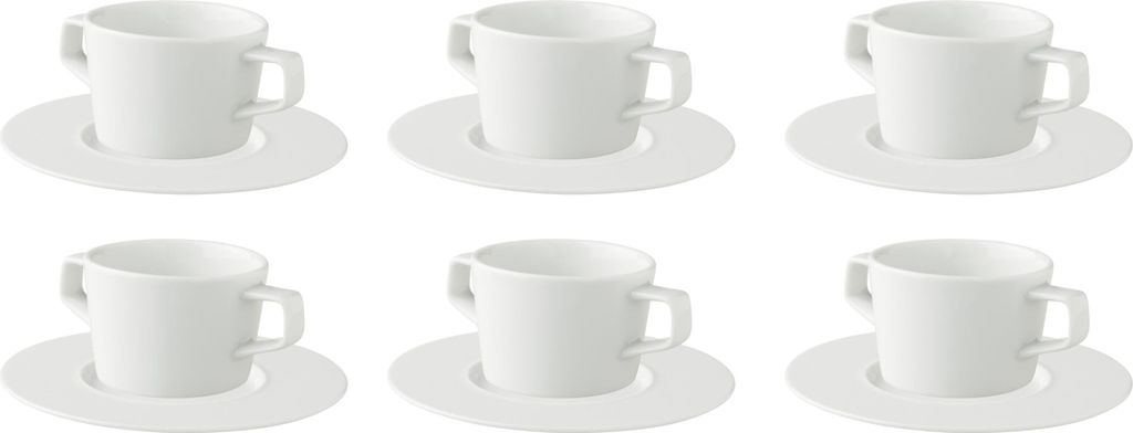 Palmer White Delight, Suppentasse Set mit Untertassen, Ø 19 cm 30 cl, Weiß Porzellan, 6er Set
