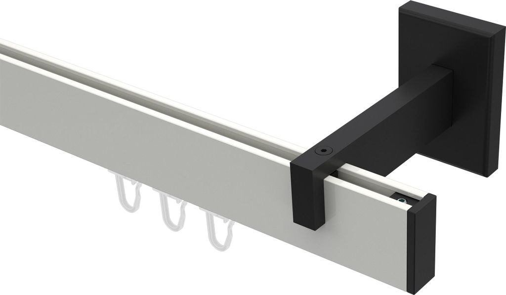 Interdeco Innenlaufstange / Gardinenstange mit Innenlauf Weiß / Schwarz, Typ Smartline Paxo (Kappe), 14x35 mm 1-läufig, 540 cm