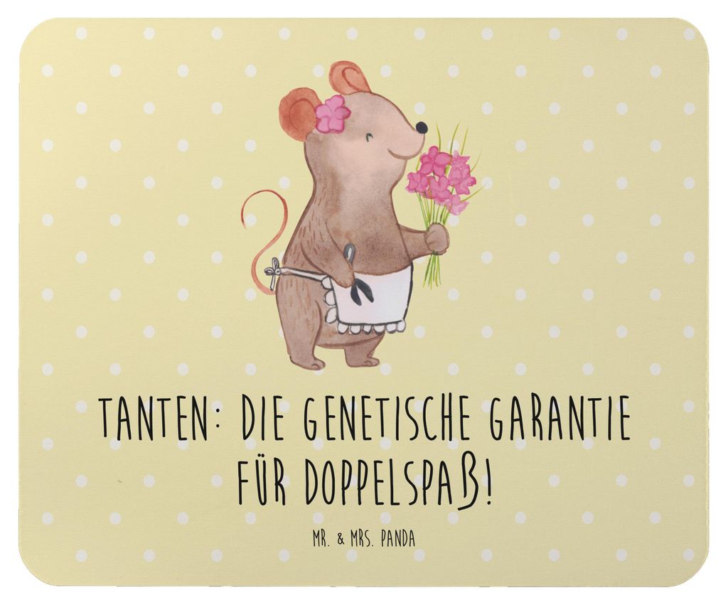 Mr. & Mrs. Panda Mouse Pad Tanten Doppelspaß - Gelb Pastell - Geschenk, laptop mousepad, Verwandte, Jubiläen, Spaß, mauspad pc, mousematte, Zwan...