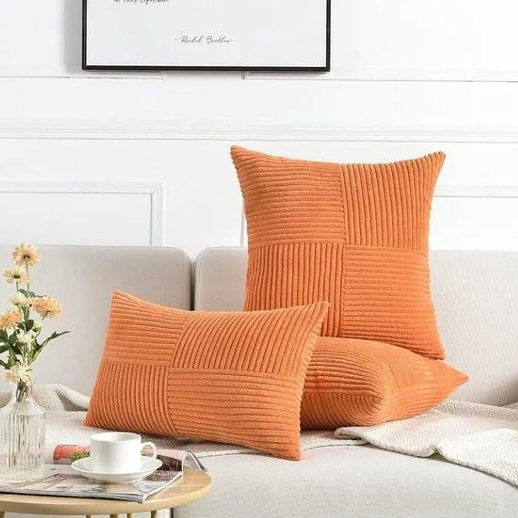 Lot de 2 Housses de Coussin pour Canapé et Lit 60x60 Orange Rustique