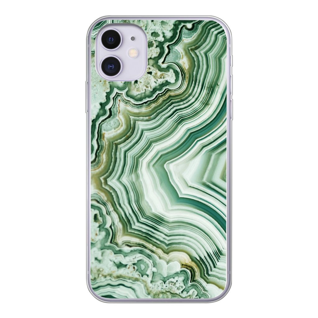 MuchoWow Handyhülle Schutzhülle Hülle für iPhone 11 Natursteine - Grün - Gesteine und Mineralien Silikon Softcase Handy Hülle - Handytasche
