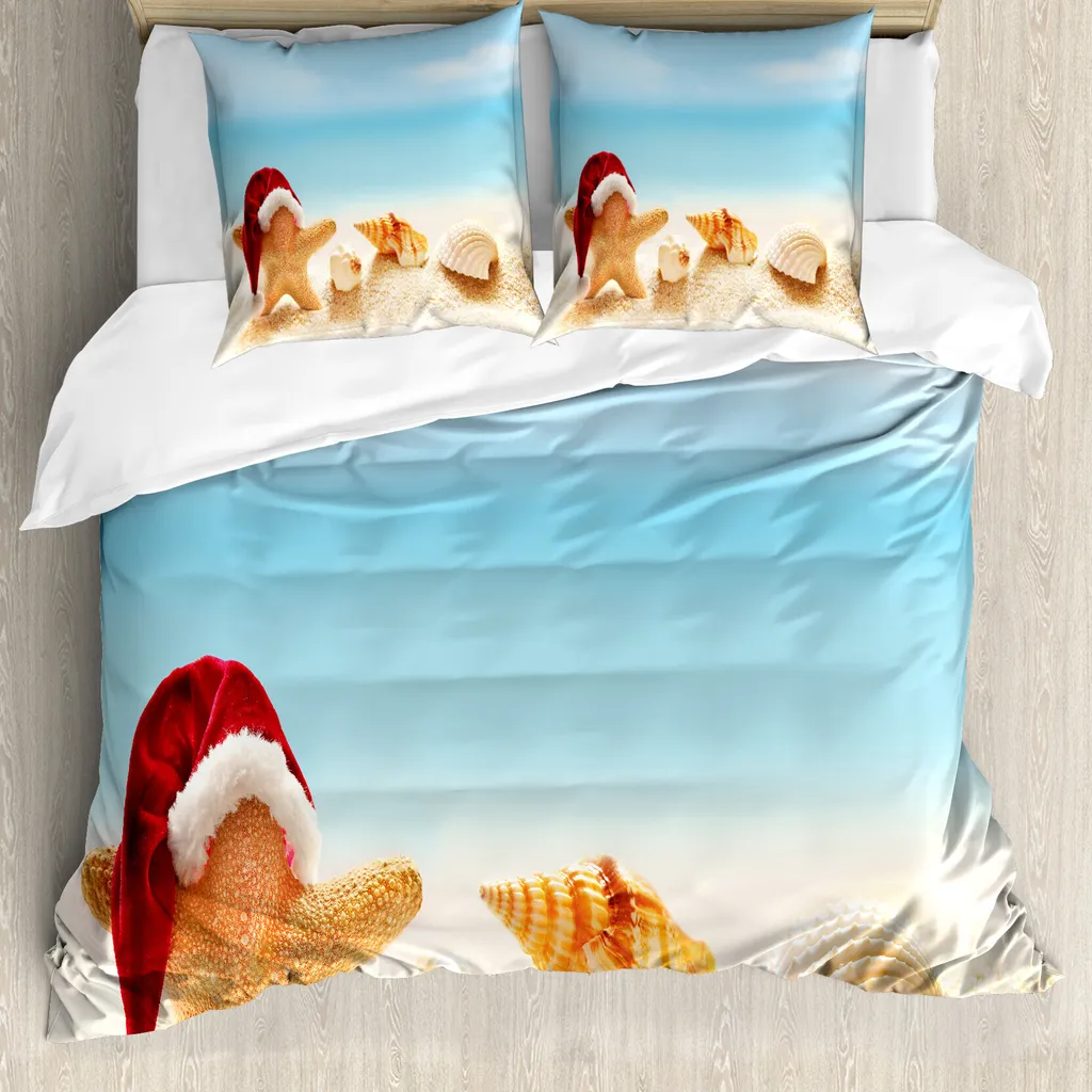 Housse de couette ABAKUHAUS Père Noël 200x200 cm avec taies d'oreiller